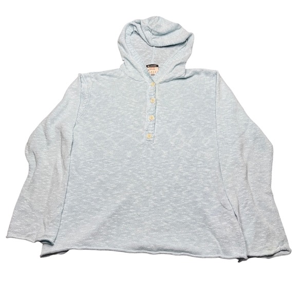 Columbia XCO Hoodie Pullover Lightweight Sweater Ramie Blend Beachwear Blue sz L - Picture 1 of 10